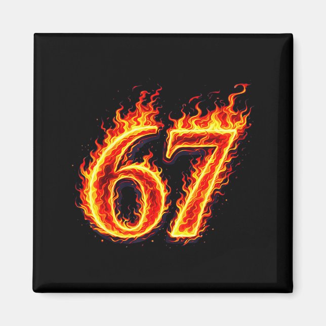 Aimant 67 feu six sept mème flammes argot numéro drôle (Devant)