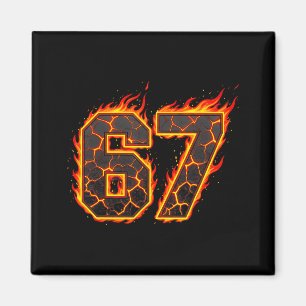 Aimant 67 Flammes Mème Six Sept Feu Drôle Gen Alpha Slan