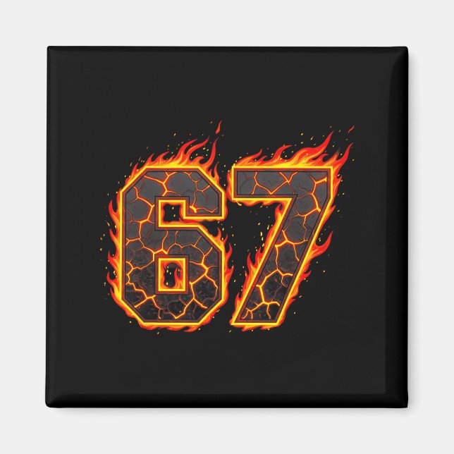 Aimant 67 Flammes Mème Six Sept Feu Drôle Gen Alpha Slan (Devant)