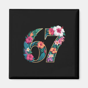 Aimant 67 Floral Fleur Gén 67e Anniversaire Numéro 67