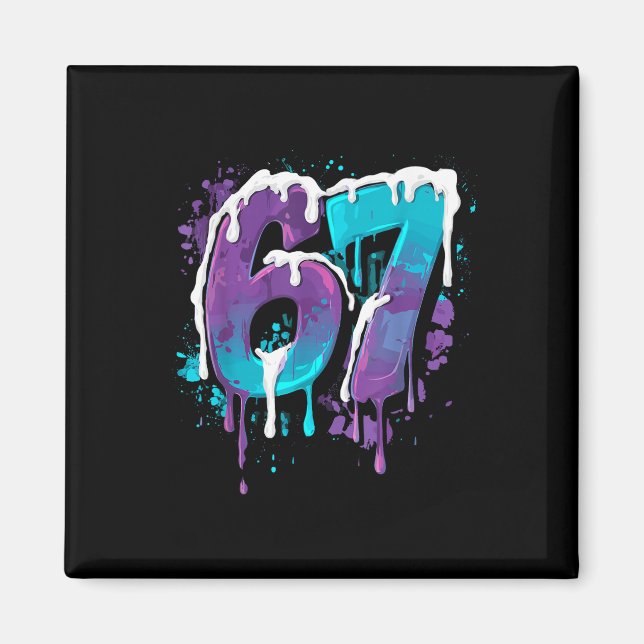 Aimant 67 Glace qui dégouline Mème Drôle Six Sept Générat (Devant)