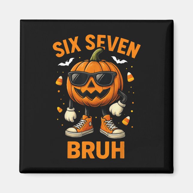 Aimant 67 Halloween Drôle Six Sept Mème Brainrot Citrouil (Devant)