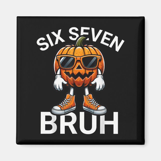Aimant 67 Halloween Drôle Six Sept Mème Brainrot Citrouil (Devant)