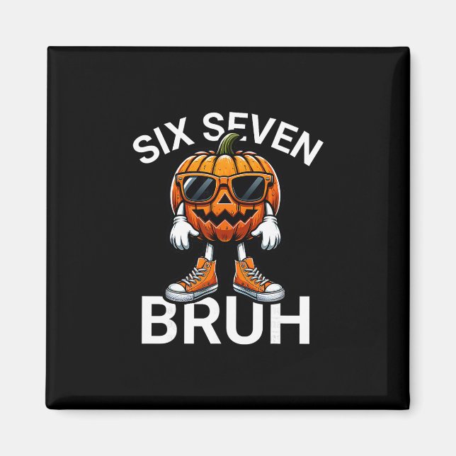 Aimant 67 Halloween Drôle Six Sept Mème Brainrot Citrouil (Devant)