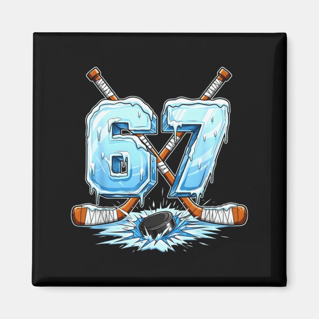 Aimant 67 Hockey Drip Number Funny Meme Style Boys Graphi (Devant)
