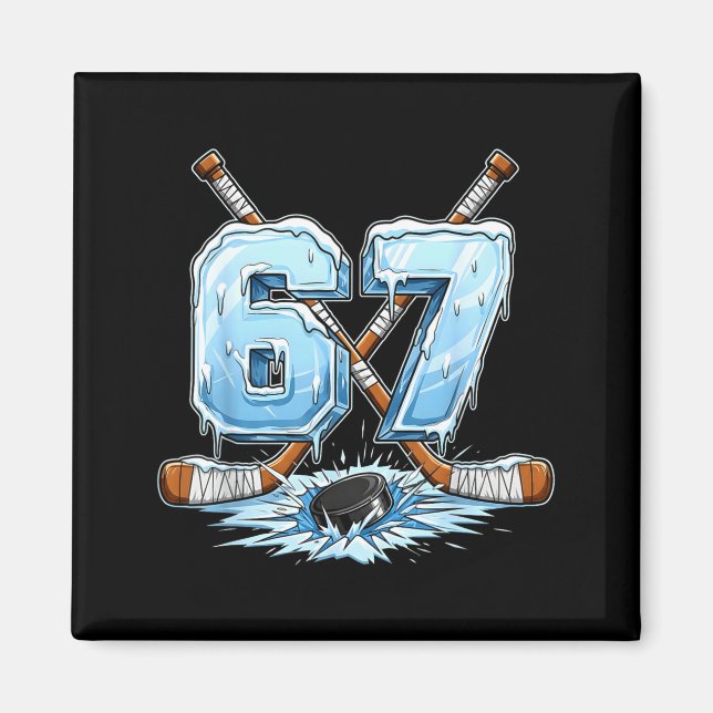 Aimant 67 Hockey Drip Number Funny Meme Style Boys Graphi (Devant)