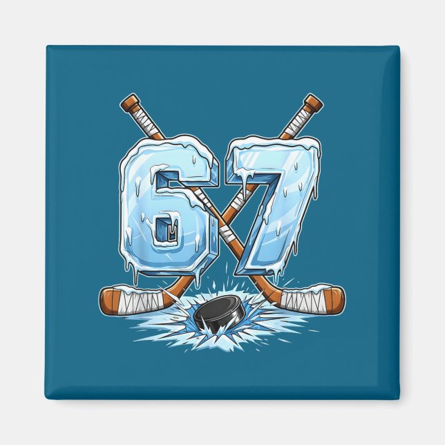 Aimant 67 Hockey Drip Number Funny Meme Style Boys Graphi (Devant)
