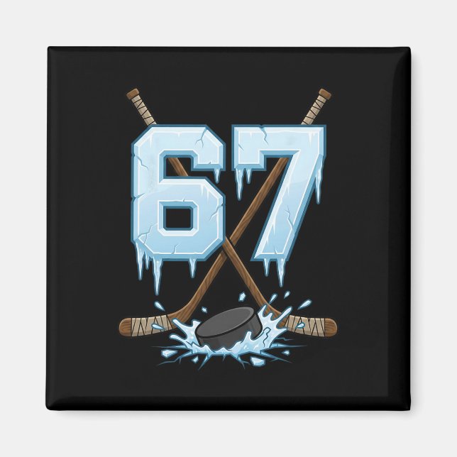 Aimant 67 Hockey Drip Numéro Mème Drôle Slang Gen Alpha S (Devant)