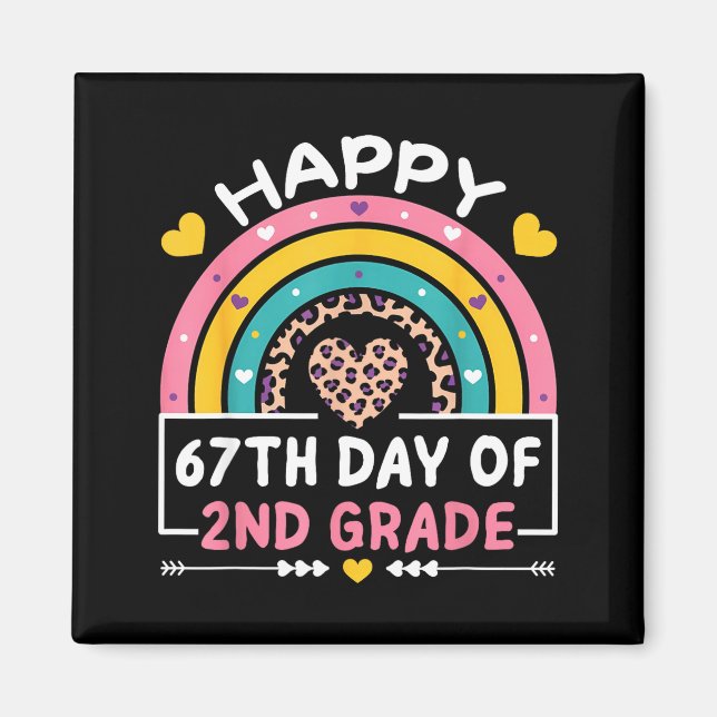 Aimant 67 Jours D'école Joyeux 67e Jour De 2e Année Ens (Devant)