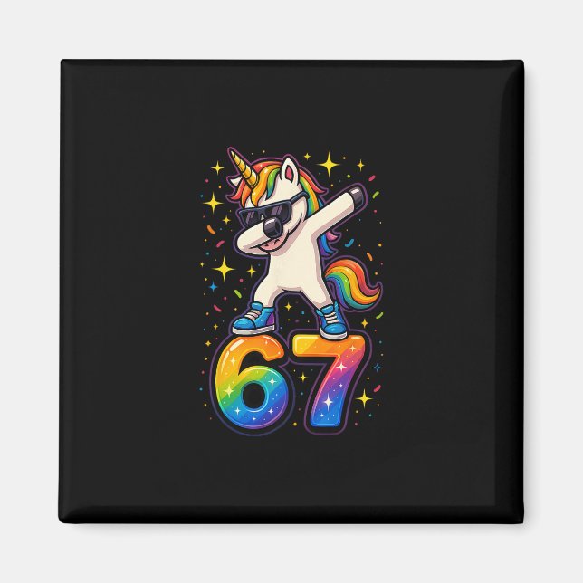 Aimant 67 Licorne Dabbing Six Sept Mème Drôle  (Devant)