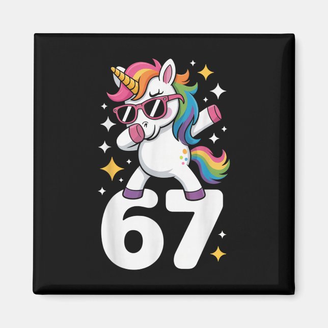 Aimant 67 Licorne Dabbing Six Sept Mème Drôle  (Devant)