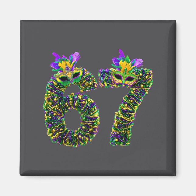 Aimant 67 Mardi Gras Beads Mask Six Seven Meme 6 7 Carniv (Devant)