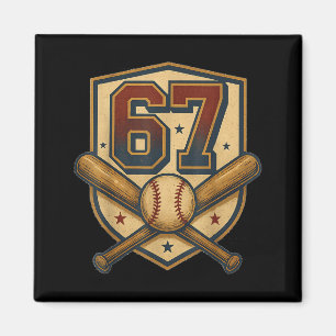 Aimant 67 Mème de baseball vintage Srts Crest drôle rétro