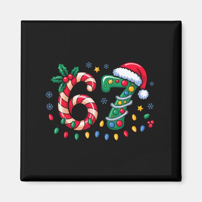 Aimant 67 Meme de Noël Six Sept Xmas Drôle Garçons Filles (Devant)