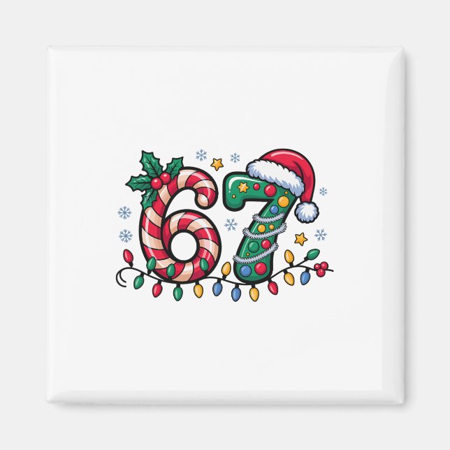 Aimant 67 Meme de Noël Six Sept Xmas Drôle Garçons Filles (Devant)