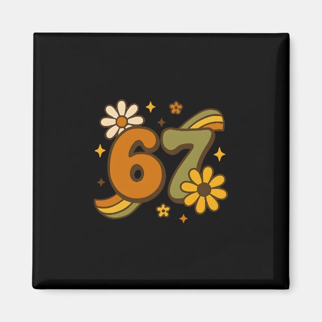 Aimant 67 Meme Fall Autmn Groovy Retro 70s Six Seven Boho (Devant)