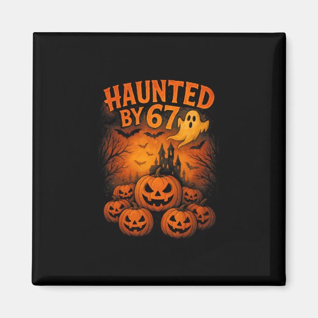 Aimant 67 Meme Fantôme Tendance Halloween Drôle Six Sept  (Devant)