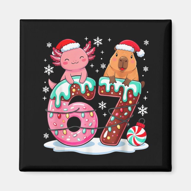 Aimant 67 Meme Kawaii Axolotl Capybara Christmas Ice Crea (Devant)