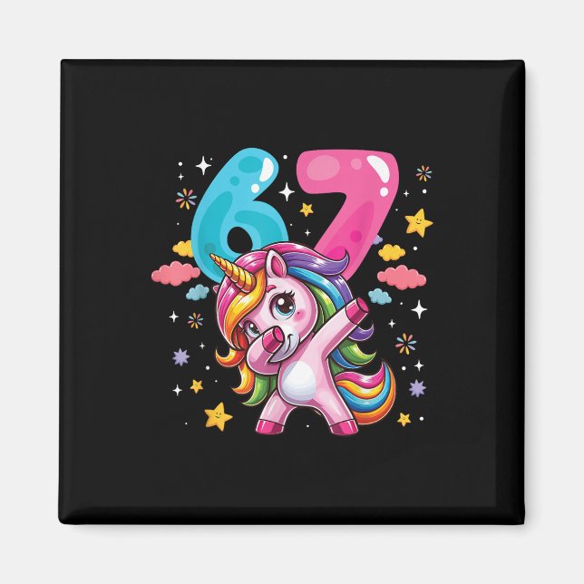 Aimant 67 Meme Licorne Pour Filles Six Sept Meme Brainrot (Devant)