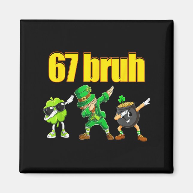 Aimant 67 mème lutin dabbing trèfle pot d'or st (Devant)
