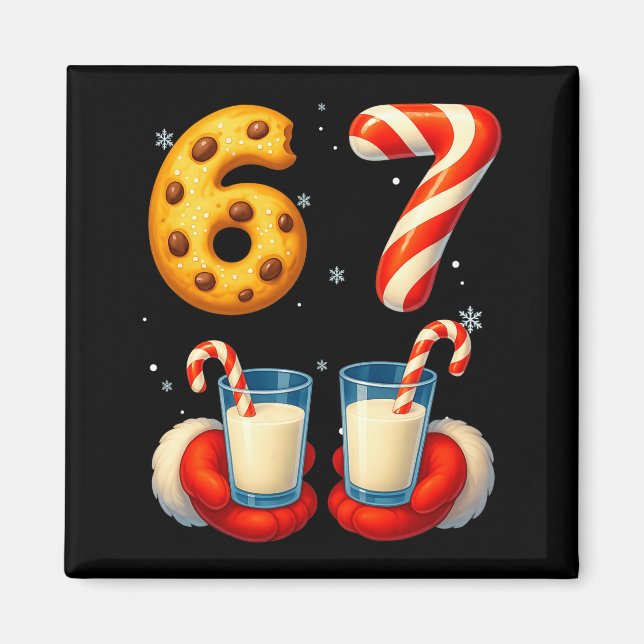 Aimant 67 Meme Noël Cookie Candy Cane Drôle Six Sept (Devant)