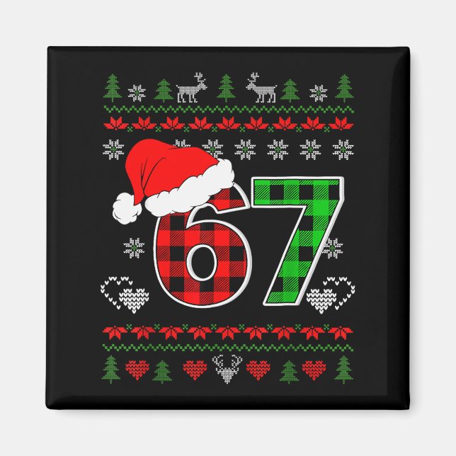 Aimant 67 Meme Noël Six Seven Xmas Sweatshirt Ugly Hommes (Devant)