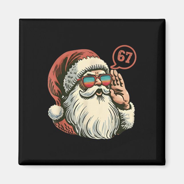 Aimant 67 Mème Santa Cool Rétro Santa 6 7 Drôle Six Sept (Devant)