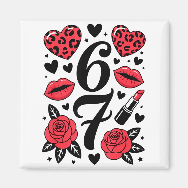 Aimant 67 Meme Six Seven 67 Meme Six Seven 6 7 Saint-Vale (Devant)