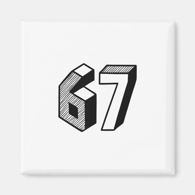 Aimant 67 Meme Six Seven 6-7 Blague drôle d'Internet Vira (Devant)