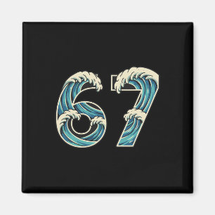 Aimant 67 Meme Six Seven Gen Alpha Argot Wave Surfing Eau
