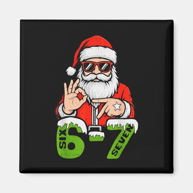 Aimant 67 Meme Six Seven Santa Noël drôle Génération Z Al (Devant)