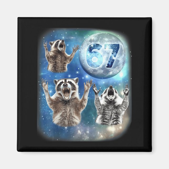 Aimant 67 Meme Three Racoon Howling At The Moon 67  (Devant)