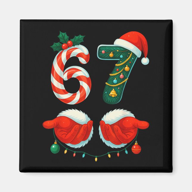 Aimant 67 Noël 6 7 Mème Pyjama Fête Gen Alpha Sl (Devant)