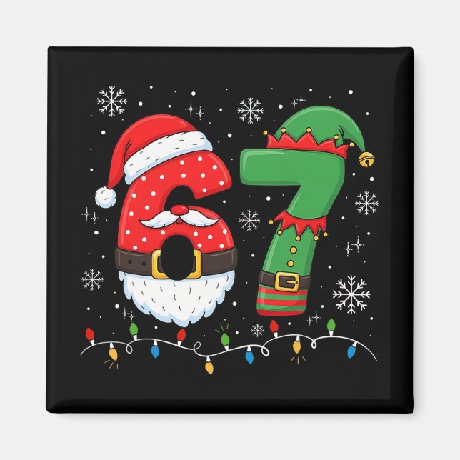 Aimant 67 Noël 6 7 Mème Pyjama Fête Gen Alpha Sl (Devant)