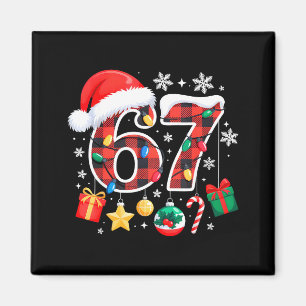 Aimant 67 Noël carreau rouge 6 7 Six Sept Garçons Noël