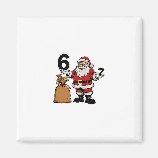 Aimant 67 Noël Drôle Six Sept Mème Brainrot Père Noël C (Devant)