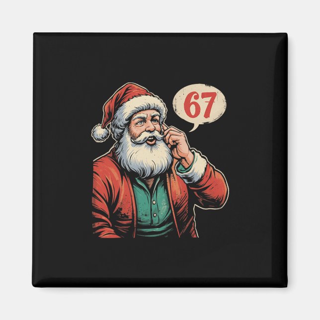 Aimant 67 Noël Drôle Six Sept Mème Brainrot Père Noël C (Devant)