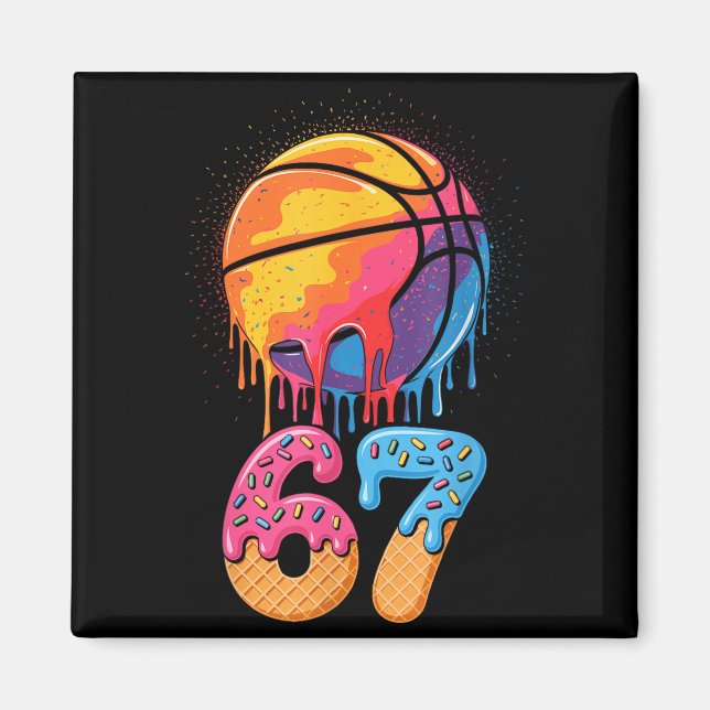 Aimant 67 Player 67th Birthday Basketball Drip Number Ice (Devant)