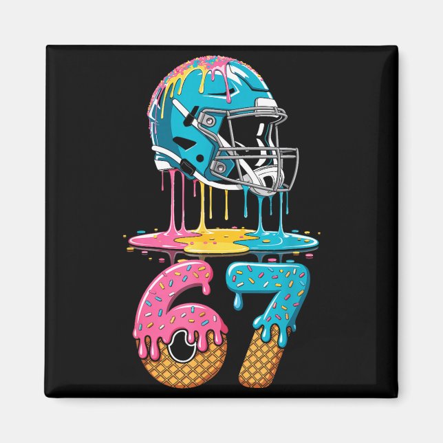 Aimant 67 Player 67th Birthday Ice Cream American Footbal (Devant)