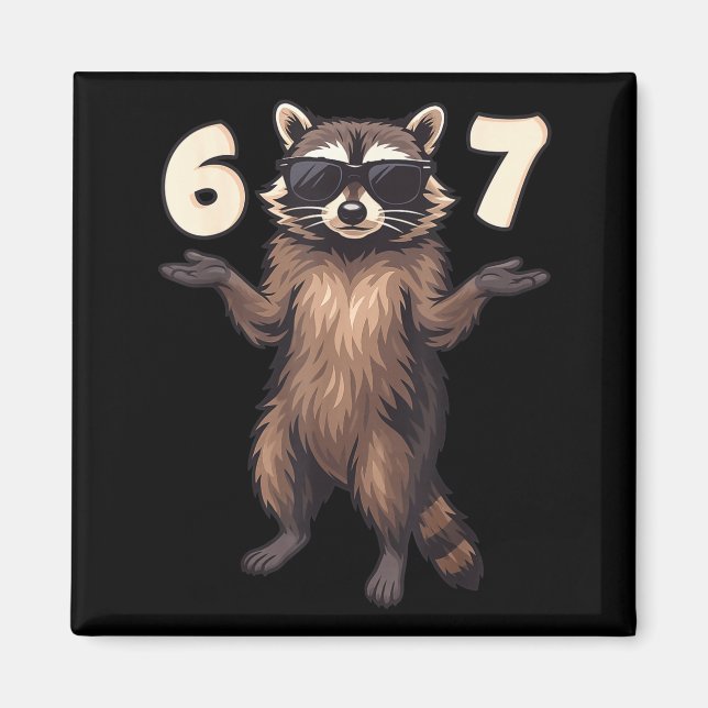 Aimant 67 Raccoon 6-7 Hands Se Funny Gen Alpha Kids Teens (Devant)