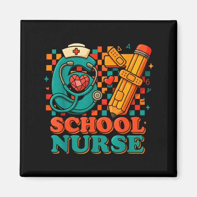 Aimant 67 School Nurse Days Pencil Heart Funny Medical  (Devant)