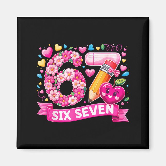 Aimant 67 Six Seven 6 7 Mème Conception d'enseignant de l (Devant)