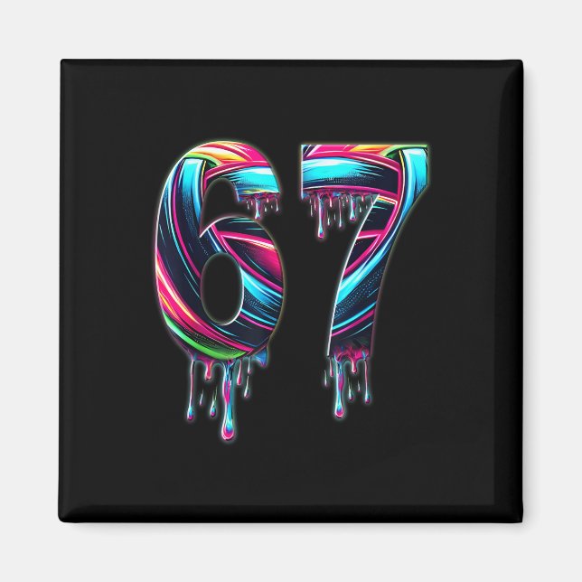Aimant 67 Six Seven 6 7 Meme Design Funny 6 7  (Devant)