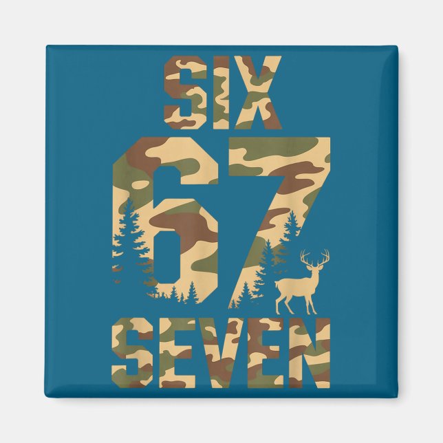 Aimant 67 Six Seven Camo Cerf Buck Meme Drôle Chasse Exté (Devant)