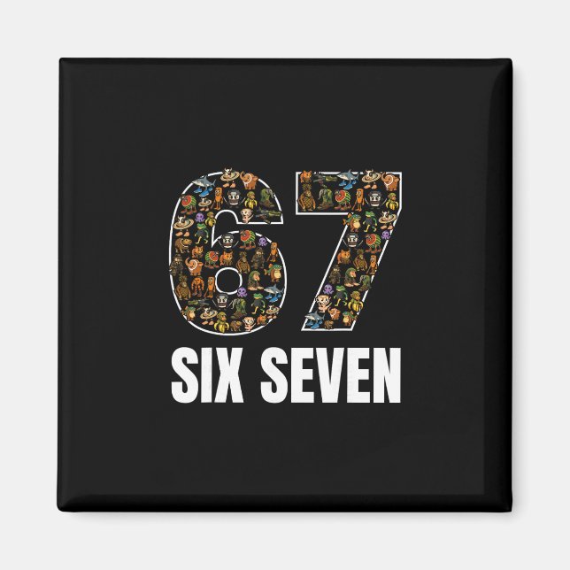 Aimant 67 Six Seven Italien Brainrot Gen Alpha Argot Mème (Devant)