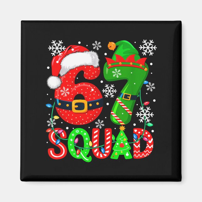 Aimant 67 Squad Christmas Santa Elf Colorful Costume Kids (Devant)