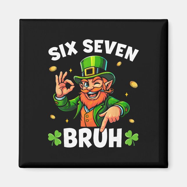 Aimant 67 St Patricks Drôle Six Seven Meme Leprechaun Gar (Devant)