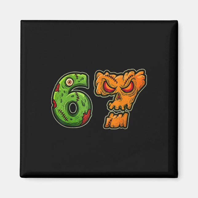 Aimant 67 Zombie Pumpkin Six Seven Halloween Meme Costume (Devant)