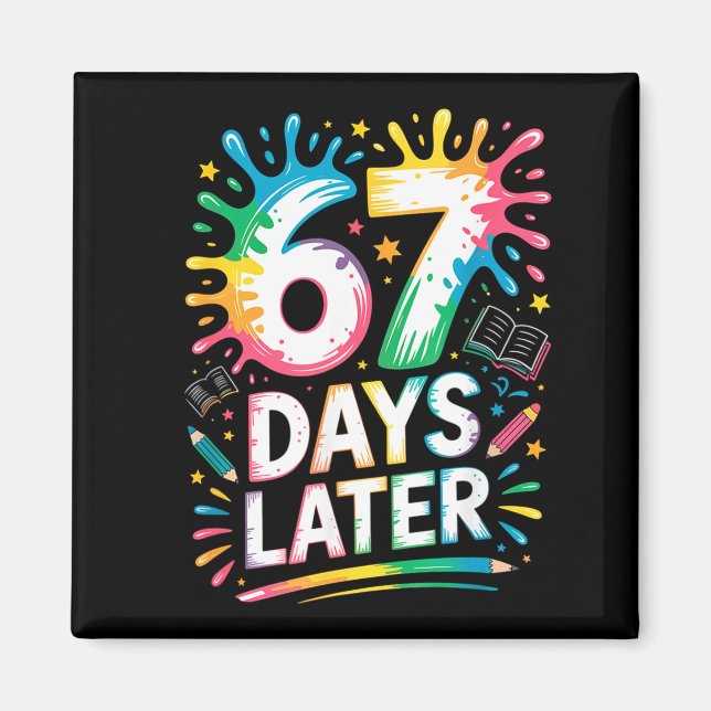 Aimant 67e jour d'école 67 Mème Enseignant Élève 67 Jours (Devant)