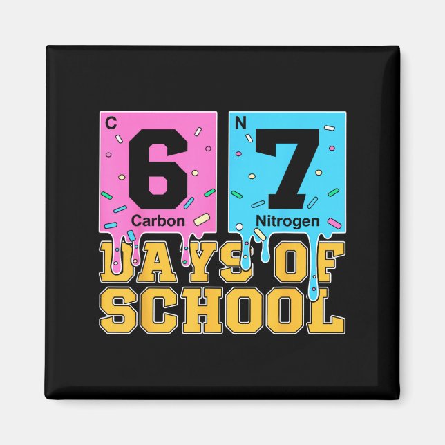 Aimant 67e jour d'école enfants drôle meme six sept pério (Devant)